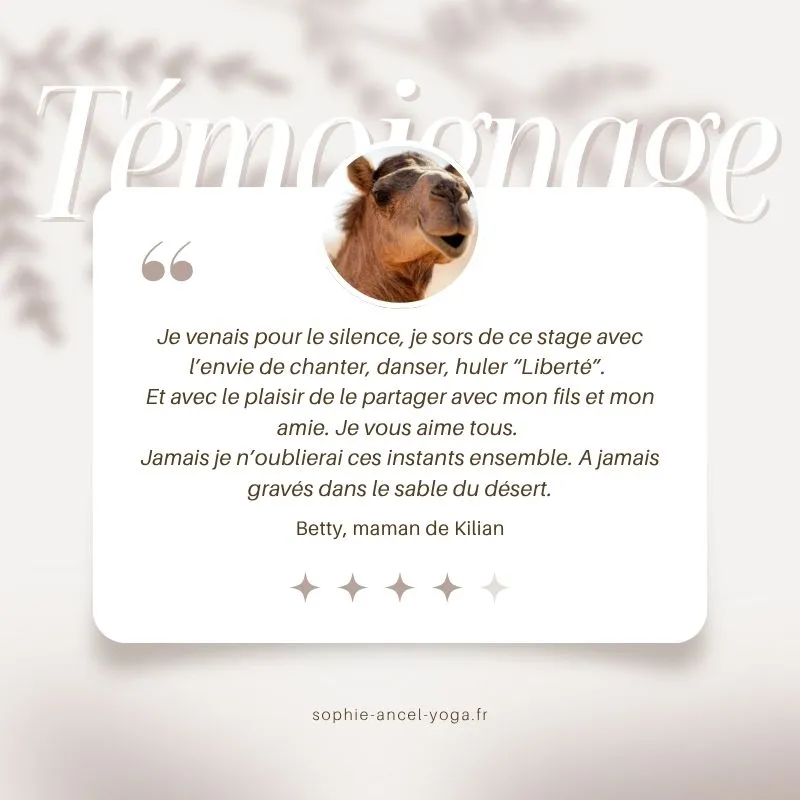 Magnifique témoignage d'une maman lors de la rettraite YogAnimal parent et enfant au Maroc